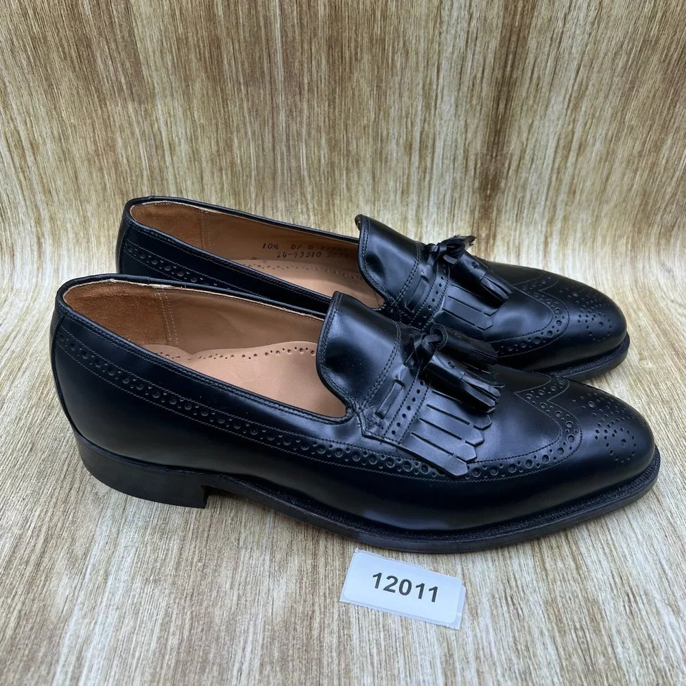 Johnston & Murphy Tassel Loafer Men's Size 10.5 D Black Wingtip Kiltie 24-93310